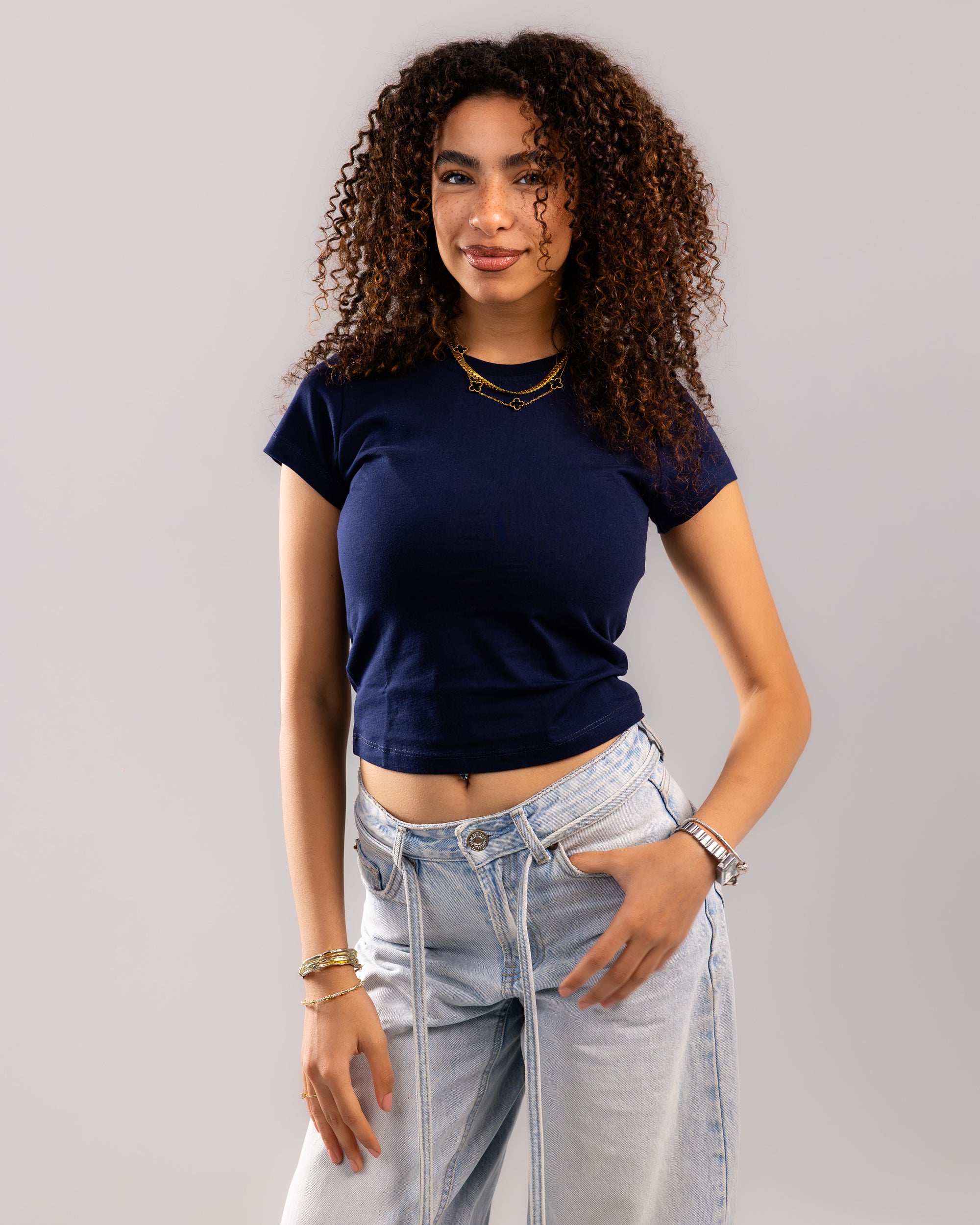 Pure Comfort Cropped Tee - Navy