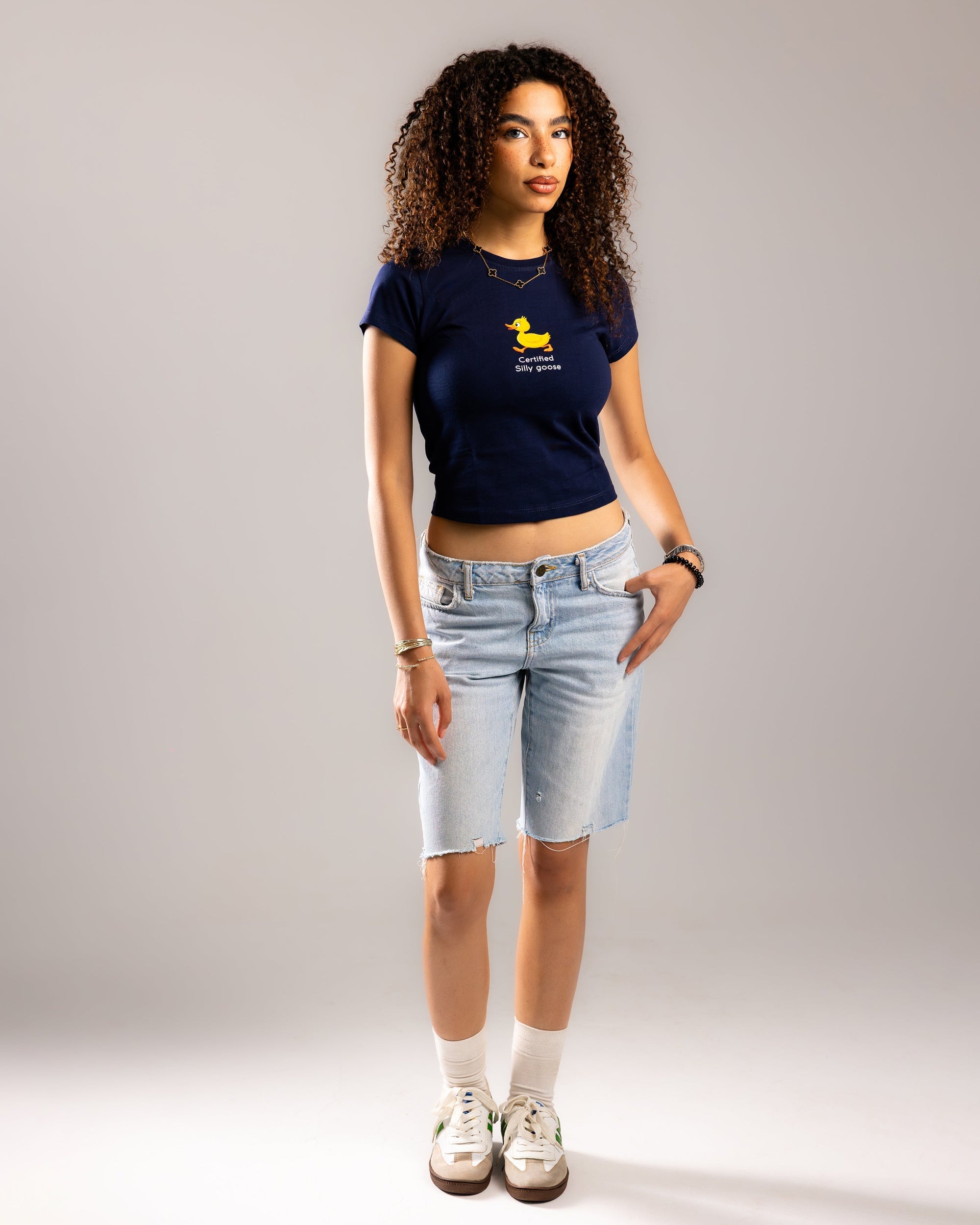 The Silly One Cropped Tee - Navy