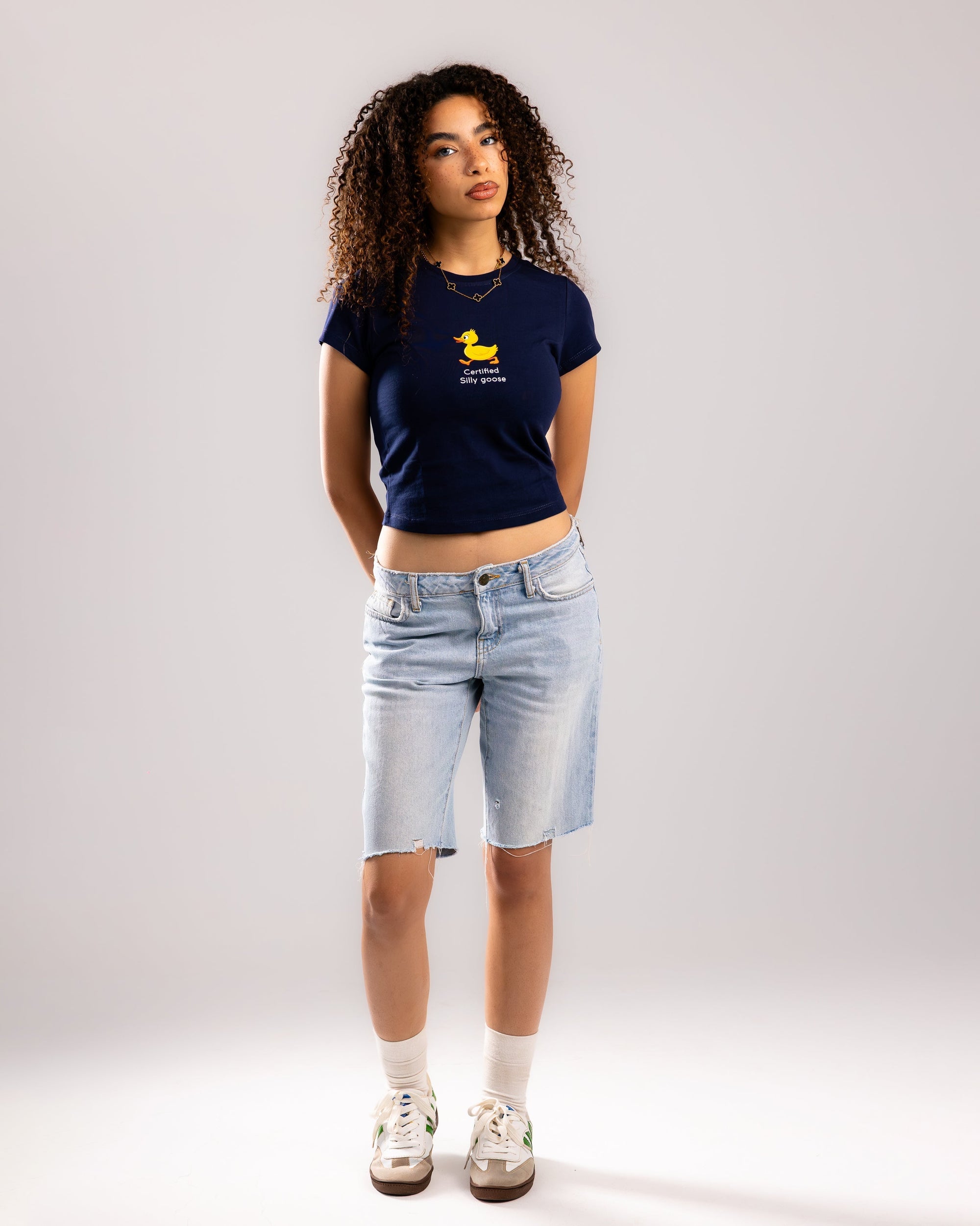 The Silly One Cropped Tee - Navy