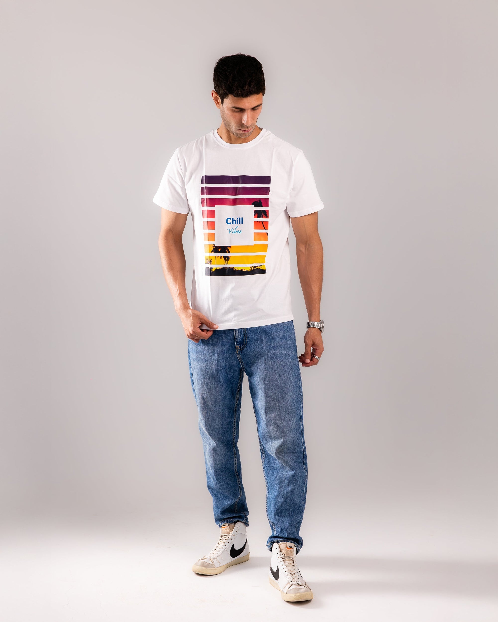 Sunset Stripes Tee - White