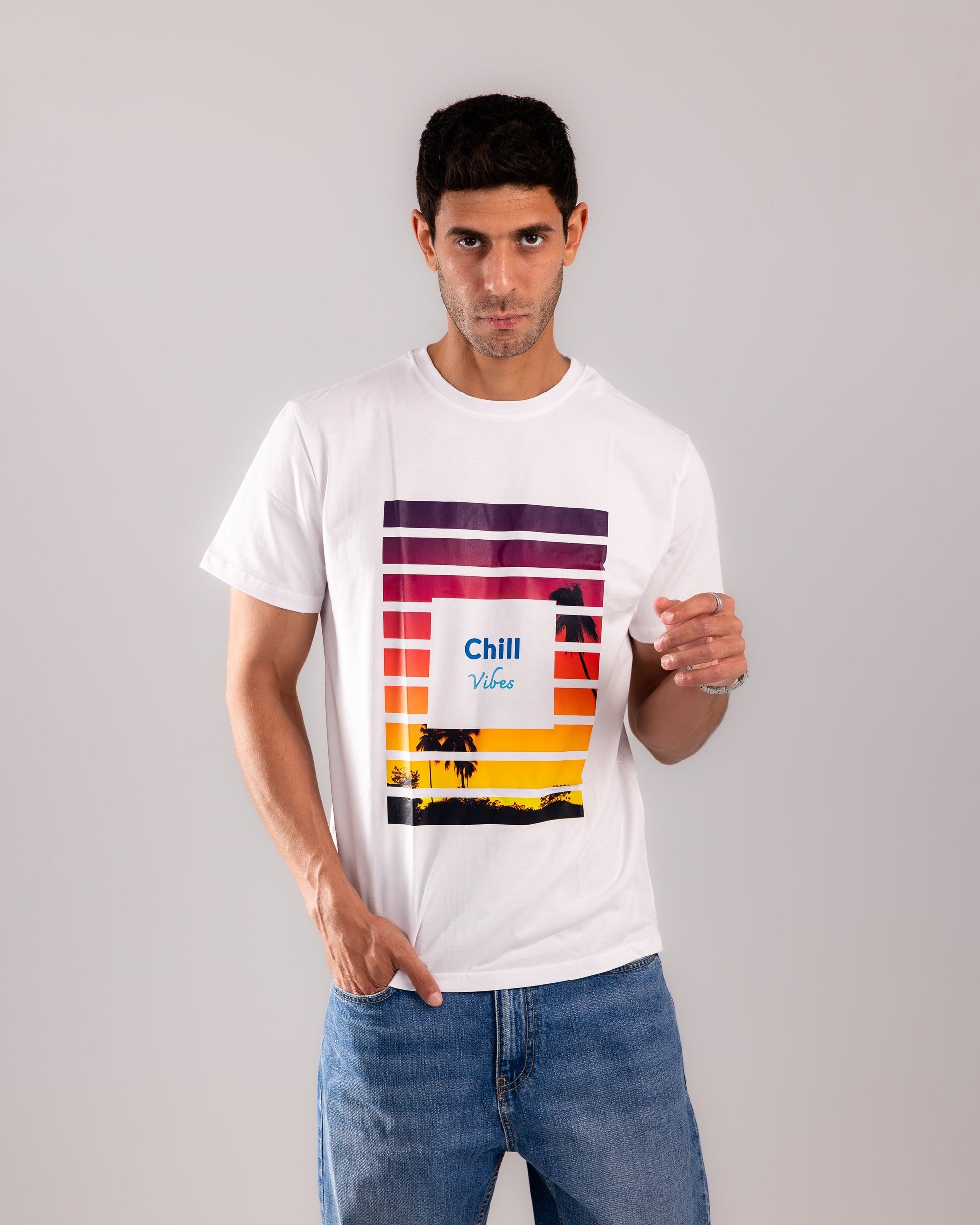 Sunset Stripes Tee - White