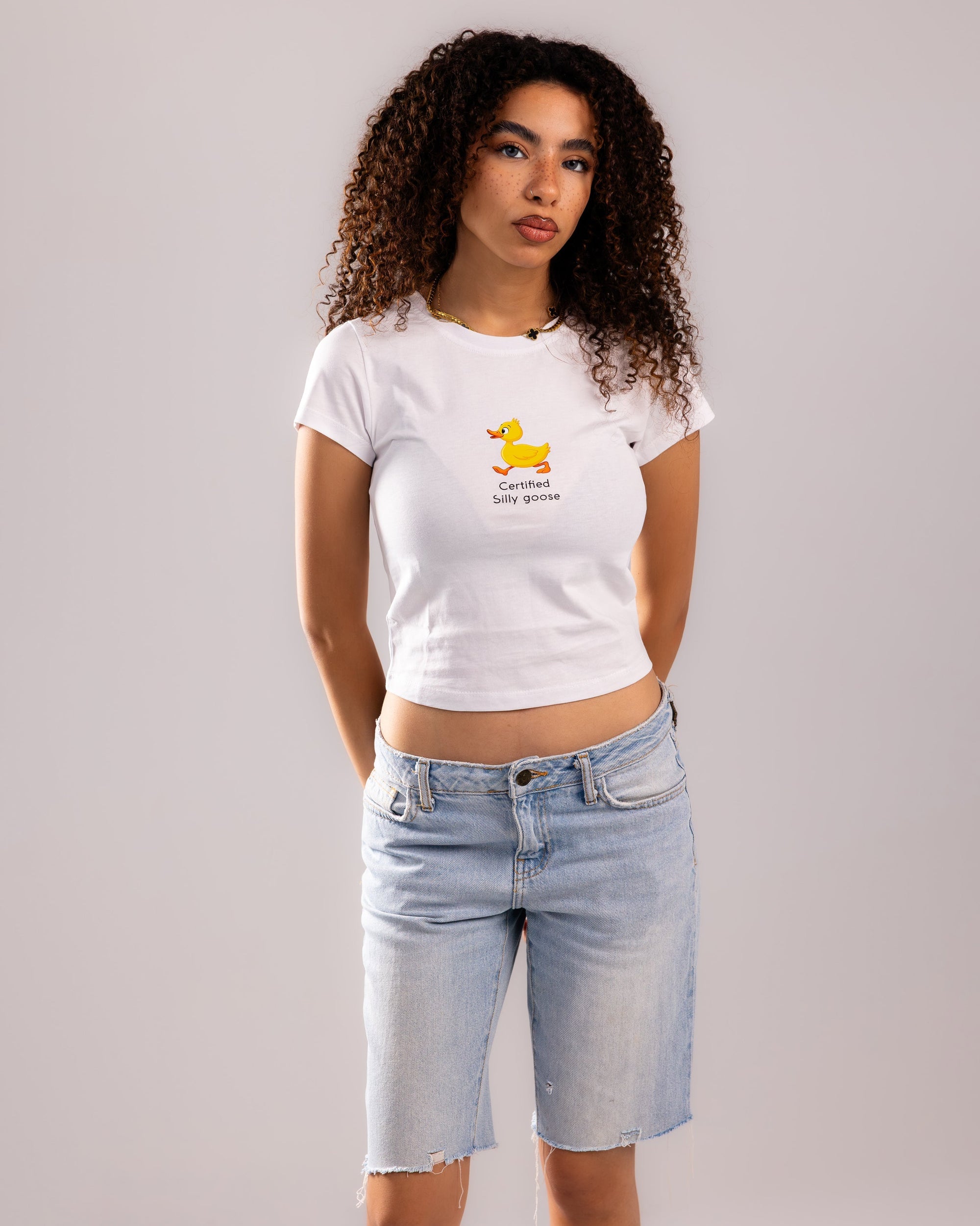 The Silly One Cropped Tee - White