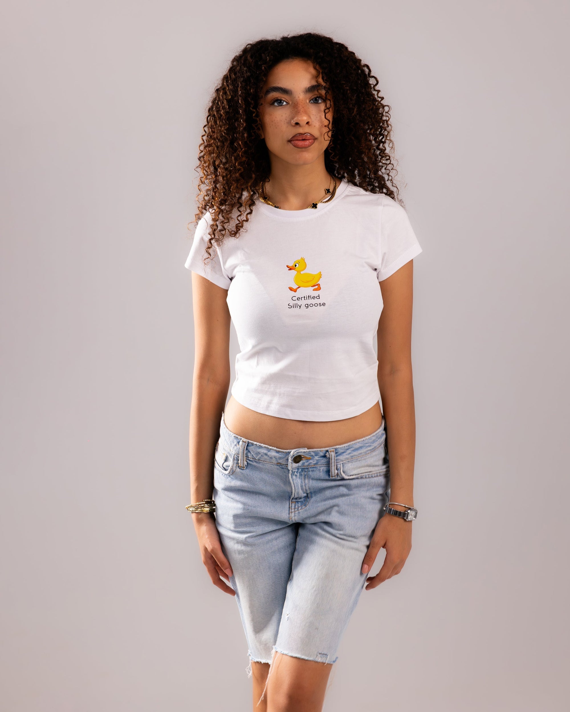 The Silly One Cropped Tee - White