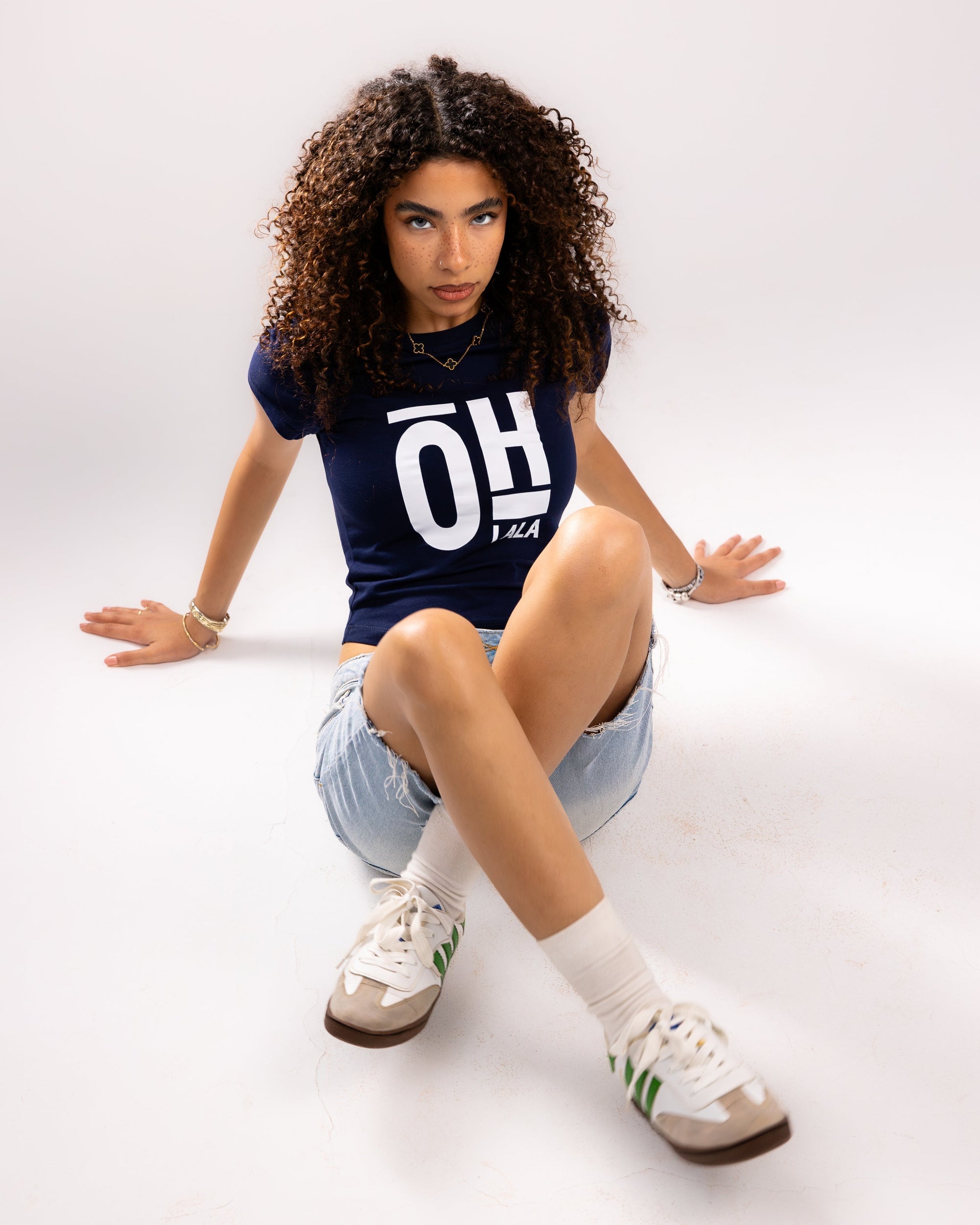The Hot One Cropped Tee - Navy