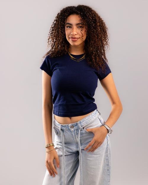 Pure Comfort Cropped Tee - Navy