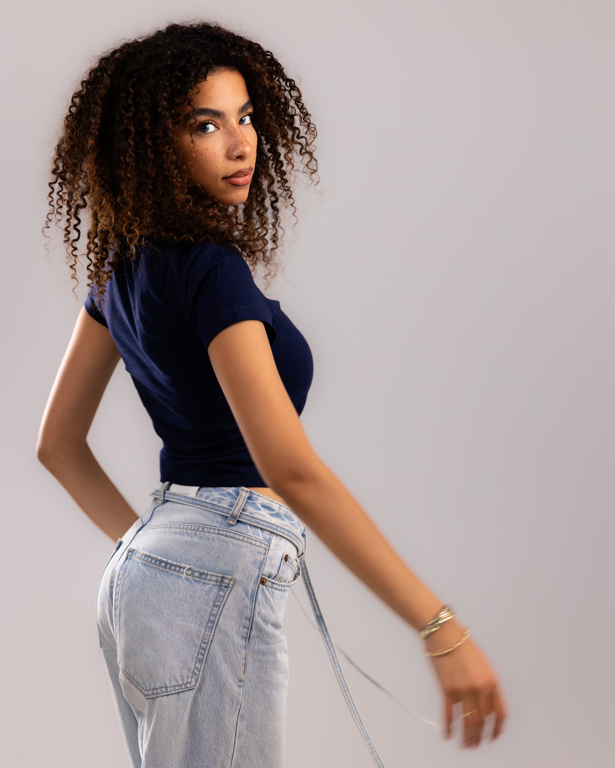 Pure Comfort Cropped Tee - Navy