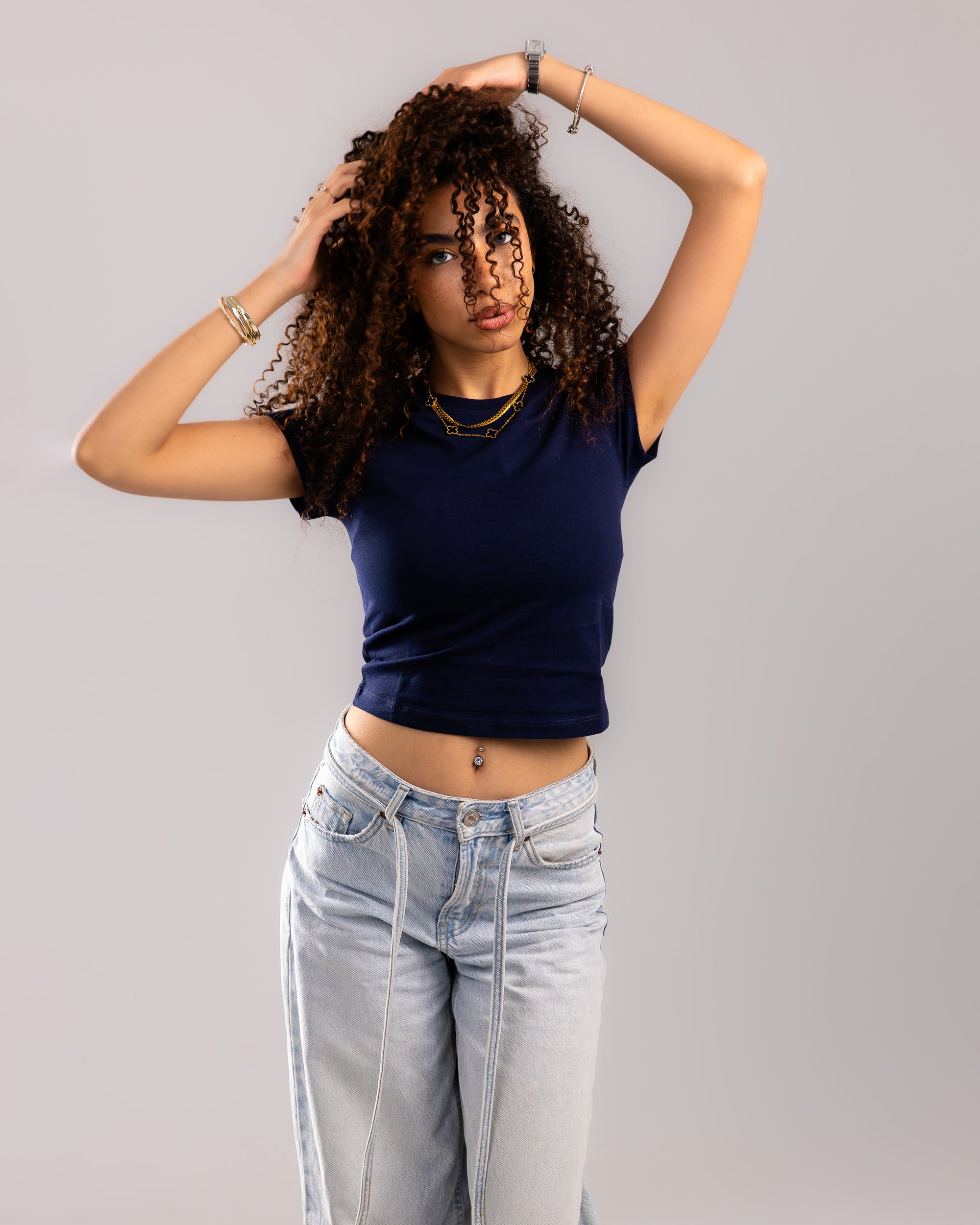 Pure Comfort Cropped Tee - Navy