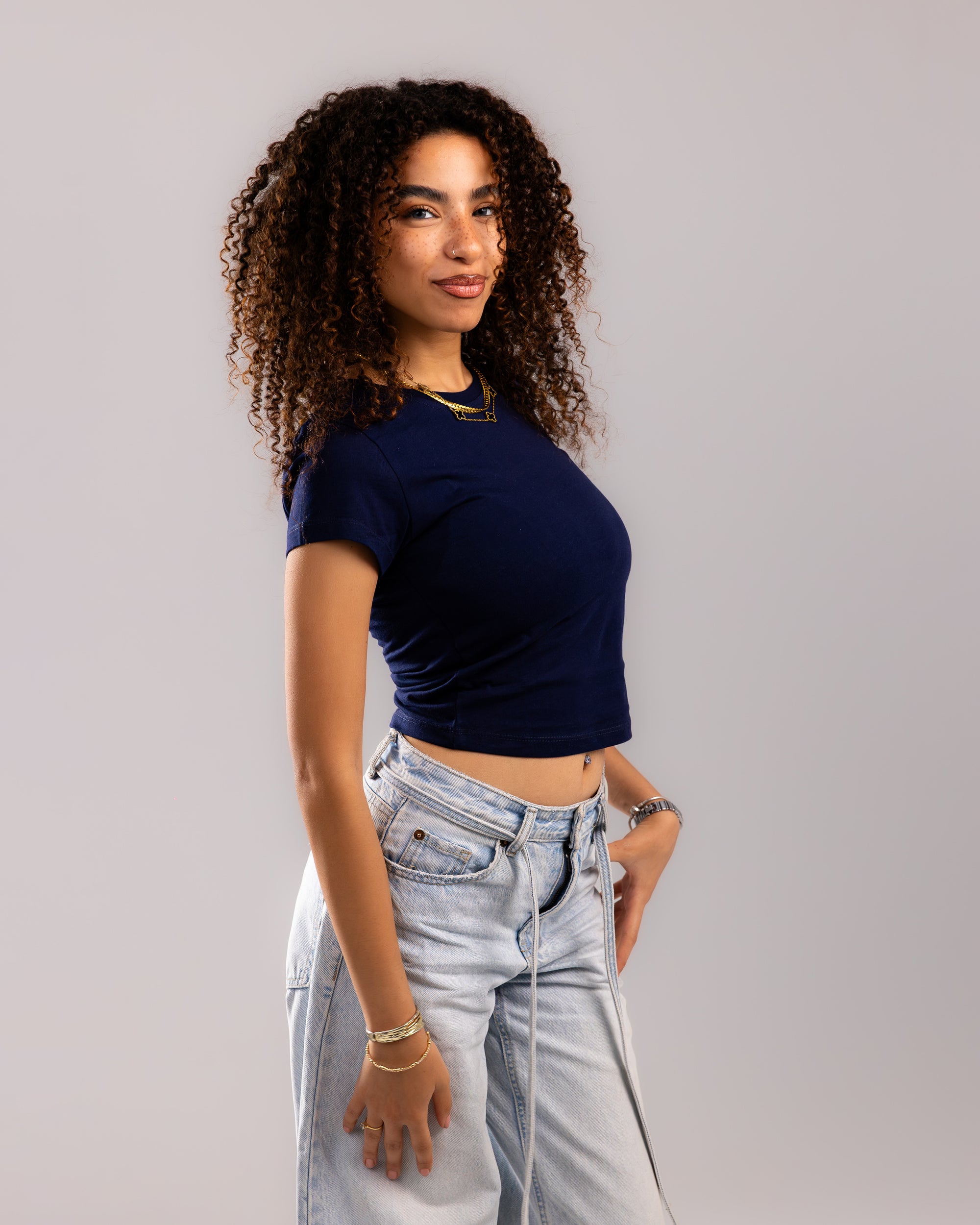 Pure Comfort Cropped Tee - Navy